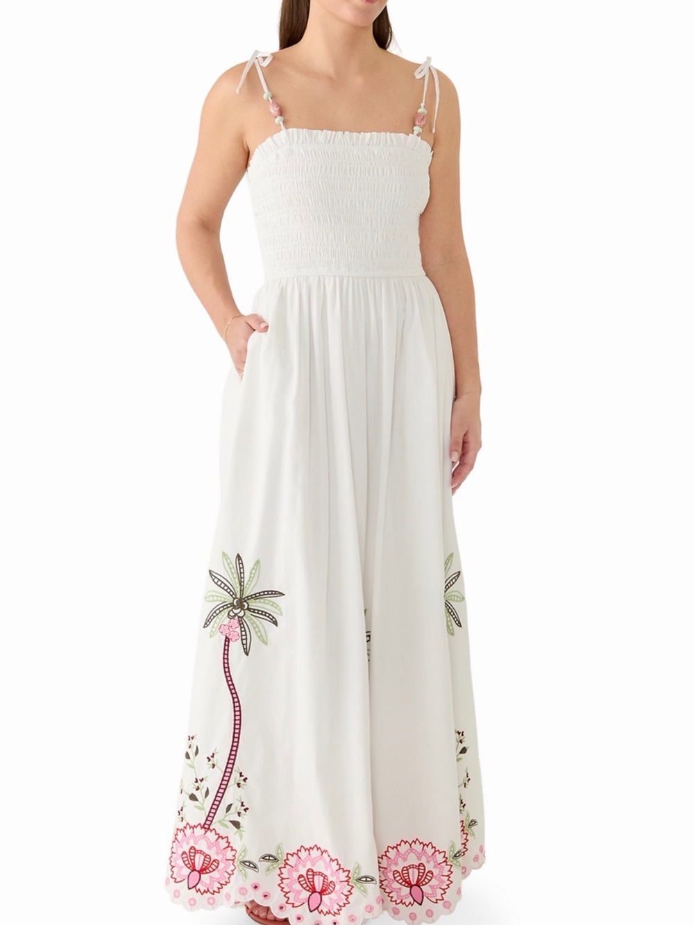 Crown & Ivy (Belk) 100% Cotton Sleeveless Maxi Dress with Embroidery
